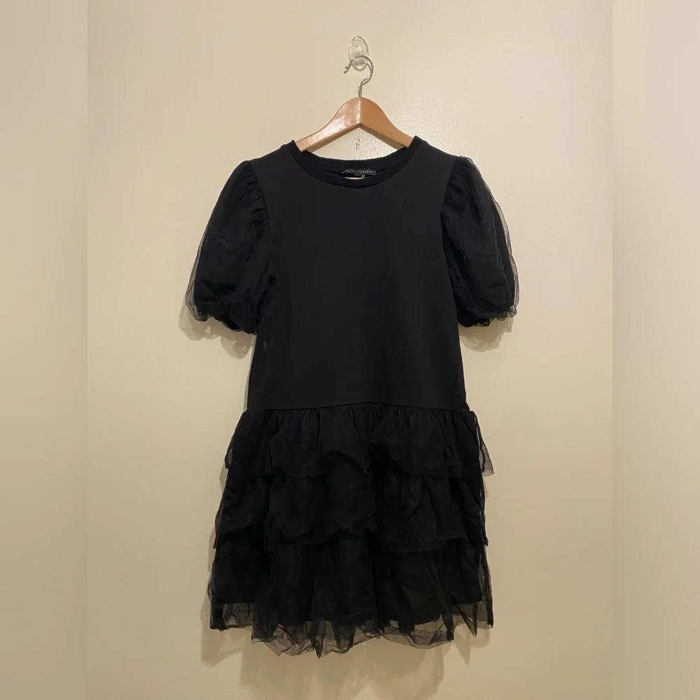 English Factory Black Ruffled Tulle Mini Dress. Size S - Picture 2 of 7